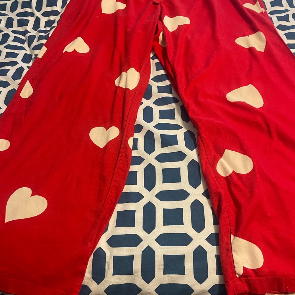 LOFT Red and White heart Pajama Pants